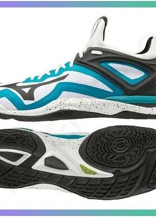 Кроссовки mizuno wave mirage 3 белые черные голубые для сквоша мужские 40,5 uk7 sku_x1ga1950-85