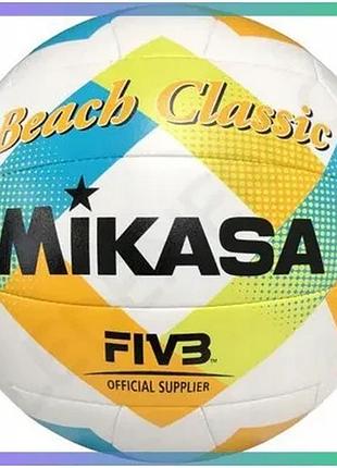 М'яч для пляжного волейболу mikasa beach classic для дітей синтетична шкіра 18 панелей для пляжу та тр sku_bv543c-vxa-lg
