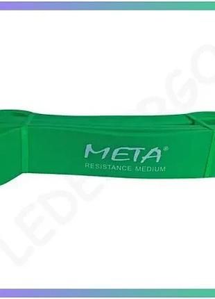 Силова гумка-петля meta elastic power band medium зелена 4,5х208 см для фітнесу та реабілітації sku_4003000502