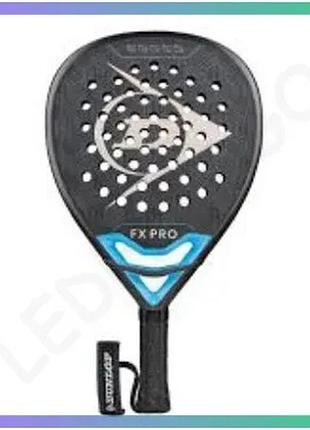 Ракетка для падел тенісу dunlop fx pro чорна унісекс для дорослих з діамантовою формою 370г баланс hig sku_10370734