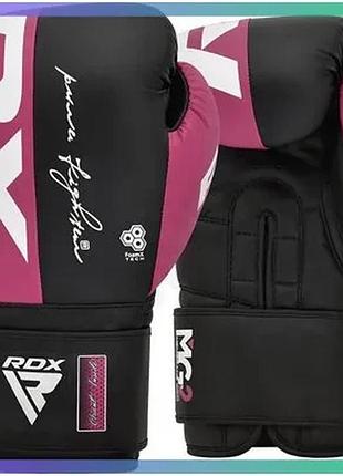 Боксерські рукавиці rdx boxing gloves rex f4 чорні рожеві 12 унцій для спарингу та тренувань унісекс sku_bgr-f4p
