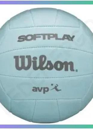 Волейбольний м'яч wilson soft play блакитний синтетична шкіра унісекс для гри у волейбол sku_wv4008802xbof