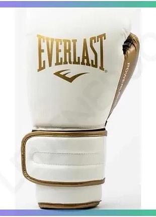 Боксерські рукавиці everlast powerlock 2r training glove 10 унцій білий золотий унісекс для тренувань sku_p00003048