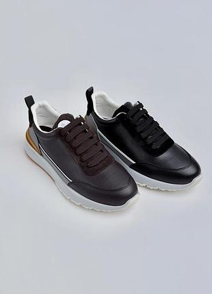 Кросівки чоловічі brunello cucinelli leather & suede шкіряні