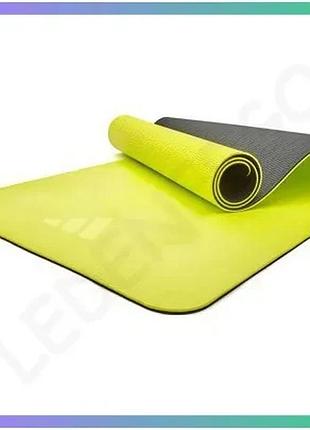 Килимок для йоги adidas double sided yoga mat 176x61x0,6 см желтый серый для фитнеса и занятий спортом sku_adyg-10400bly-nl