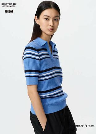 Джемпер - поло uniqlo хлопковый с узором «пуантел»