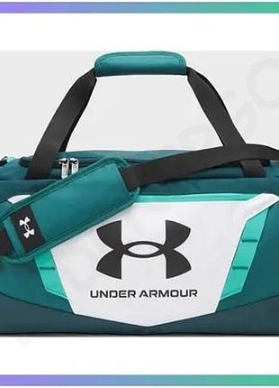 Сумка under armour undeniable 5.0 duffle sm 40l зелена біла спортивна сумка для подорожей та спорту sku_1369222-100