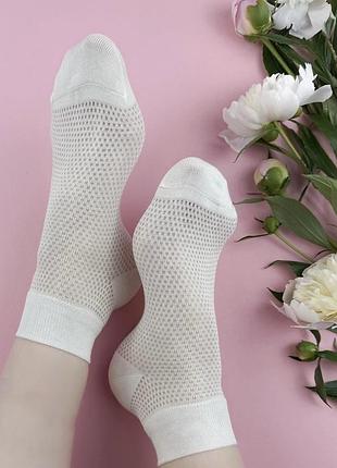 Шкарпетки жіночі, для дівчат, підліткові, короткі, високі, слідки, сіточка, легкі, літні носки