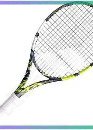 Ракетка babolat pure aero junior 26 сірий жовтий для дітей тенісна ракетка легка маневрова sku_140464-370