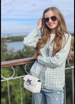 Кардиган гусяча лапка мʼятний колір ivina