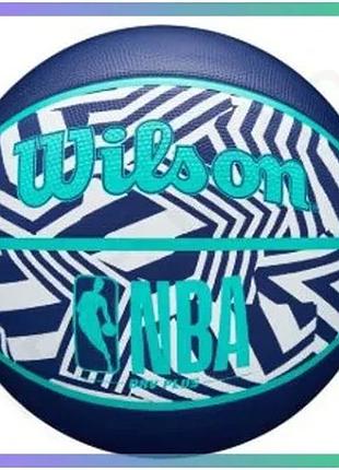 Баскетбольний м'яч wilson nba drv plus dazzle camo синій гума розмір 7 для гри на вулиці та в залі sku_wz3016102xb7