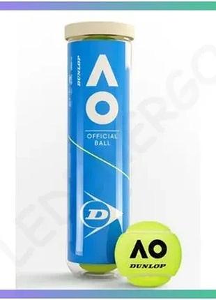 М'ячі для тенісу dunlop australian open жовті 4 шт для гри та тренувань з технологією core hd та hd pr sku_601602