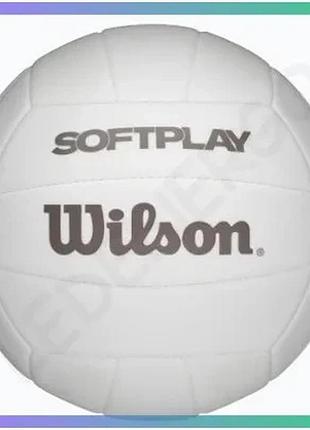 Волейбольний м'яч wilson soft play білий для гри у волейбол синтетична шкіра унісекс sku_wv4008801xbof