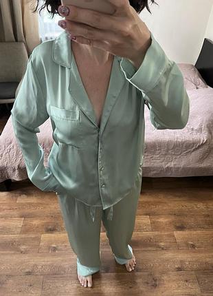 Оливкова шовкова піжама primark m-s