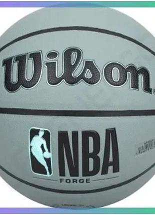 Баскетбольний м'яч wilson nba forge bskt blue сірий 6 розмір композитна шкіра для гри на вулиці та в з sku_wtb8203xb06