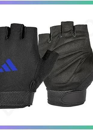 Рукавички для тренінгу adidas essential adjustable чорні сині s регульовані спортивні рукавички для фі sku_adgb-12433-nl