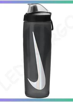 Пляшка для воды nike refuel 709 мл антрацит черный спортивная бутылка для бега с крышкой sku_n.100.7668.054.24