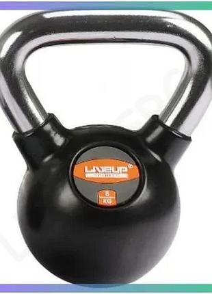 Гиря 8кг в резиновом покрытии rubber kettel dumbell для силовых упражнений и тренировки мышц sku_00000027578