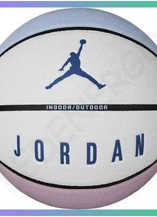 Баскетбольный мяч nike jordan ultimate 2.0 8p 7 размер синий белый для игры на улице и в зале sku_j.100.8254.421.07