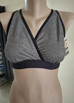 La leche league nursing sleep bra - мягкий бюстгальтер для сна и кормления серого цвета (меланж).