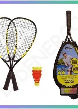 Набір для швидкісного бадмінтону talbot speedbadminton set speed 4400 чорний жовтий ракетки для гри у sku_490114