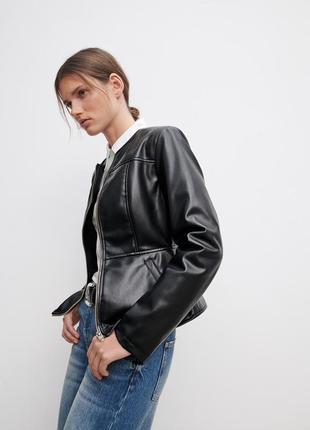 Шкіряна куртка з подвійною блискавкою zara, піджак, жакет з екошкіри