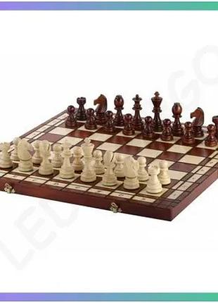 Шахи madon турнірні інтарсія no8 коричневі бежеві настільна гра 54х54см дерев'яні для дорослих і дітей sku_md98