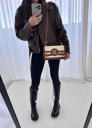 Balmain b-buzz premium женская сумочка беж коричневая люкс