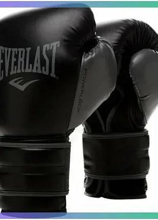 Боксерские перчатки everlast powerlock 2r training glove черные серые 16 унций для тренировок и бокса sku_p00002286