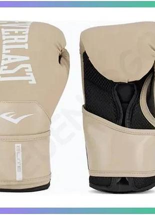 Боксерские рукавички everlast elite 2 16 унций бежевые для тренировок и бокса унисекс sku_p00003318