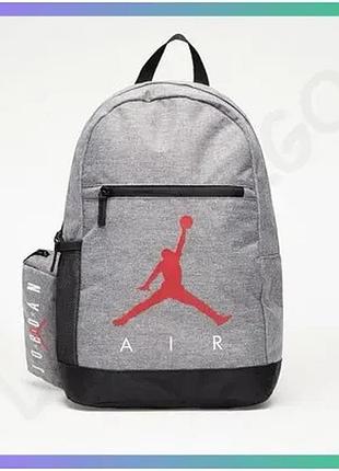 Рюкзак nike air school backpack з пеналом сірий 46х30х13 см для школи та спорту універсальний рюкзак sku_9b0503-geh