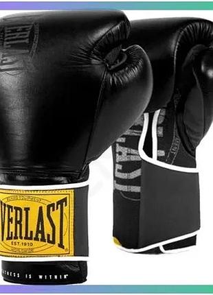 Боксерські рукавиці everlast 1910 чорні 14 унцій навчальні рукавички для боксу унісекс sku_p00001711