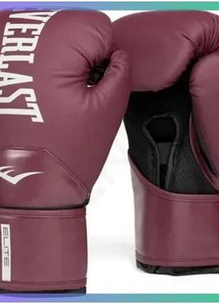 Боксерські рукавиці everlast elite 2 бордові 16 унцій для тренувань та боксу унісекс sku_p00003303