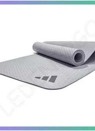 Килимок для йоги adidas yoga mat серый 173 х 61 х 0,4 см для фитнеса и занятий спортом sku_adyg-10001sv