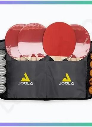 Набір для настільного тенісу joola family set 4 ракетки 10 м'ячів 1 чохол для гри з друзями та родиною sku_54810