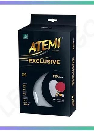 Набір для настільного тенісу atemi exclusive pro-line ракетка з кейсом і м'ячами для професіоналів та sku_4740152200304