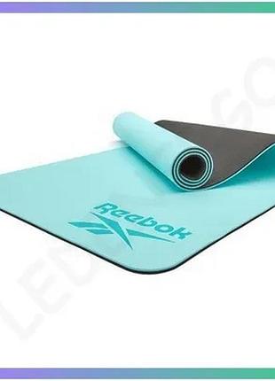 Двусторонний коврик для йоги reebok double sided yoga mat синий 176 х 61 х 0,6 см для фитнеса и тренир sku_rayg-11042bl