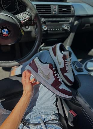 Кросівки чоловічі air jordan 1 low se lunar new year shoes beige/bordo fj5735-100
