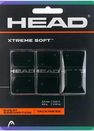 Обмотка head xtremesoft grip overwrap черная 3 шт для тенниса синтетическая для удобного хвата sku_285-104 black