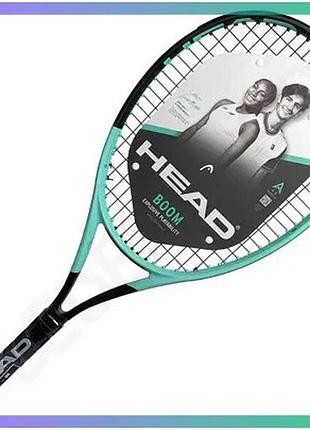 Юніорська тенісна ракетка head boom jr. 2024 gr1 250 г для тренувань дітей зелена тенісна ракетка sku_230164