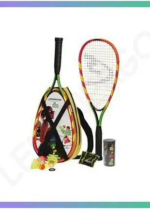 Набір для спідмінтону speedminton s600 set 2 ракетки 3 волани для гри на відкритому повітрі кросмінтон sku_400065