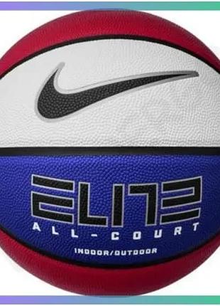Баскетбольный мяч nike elite all court 8p 2.0 deflated белый синий красный для игры размер 7 sku_n.100.4088.619.07