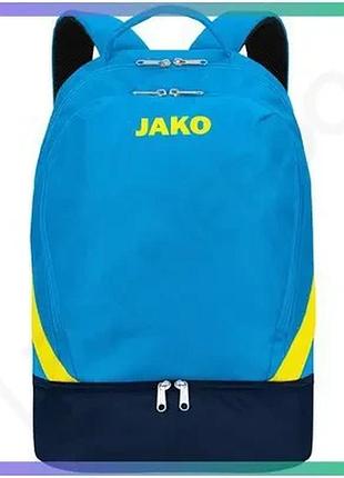 Рюкзак jako iconic 32l блакитний синій жовтий унісекс для футболу 45х34х23 см з м'якою спинкою та реме sku_1814-444