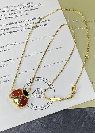 Цепочка ван кліф lucky spring ladybug в лимонному золоті van cleef