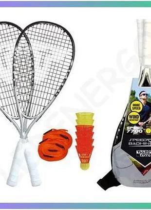 Набір для швидкісного бадмінтону talbot speedbadminton set speed 7700 2 ракетки 6 воланів для гри на в sku_490117