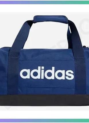 Сумка adidas linear duff xs 12,5l темно-синяя спортивная сумка для фитнеса объем 12,5 л 15х37х20 см sku_in6109