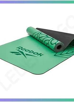 Коврик для йоги reebok natural rubber yoga mat 176х61х0,4 см зеленый мандала для фитнеса и тренировок sku_rayg-11085gn