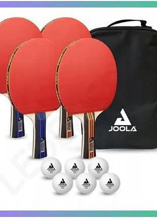 Набір для настільного тенісу joola family advanced set 4 ракетки 6 м'ячів 1 чохол для амбітних спортсм sku_54823