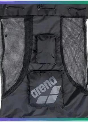 Сумка-мишок arena all set mesh bag 40l черная для плавания 65х50 см с карманами для мелочей sku_010241-100