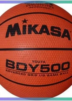 Баскетбольний м'яч mikasa bdy500 розмір 5 коричневий для дітей з гуми для гри в залі та на вулиці sku_bdy500